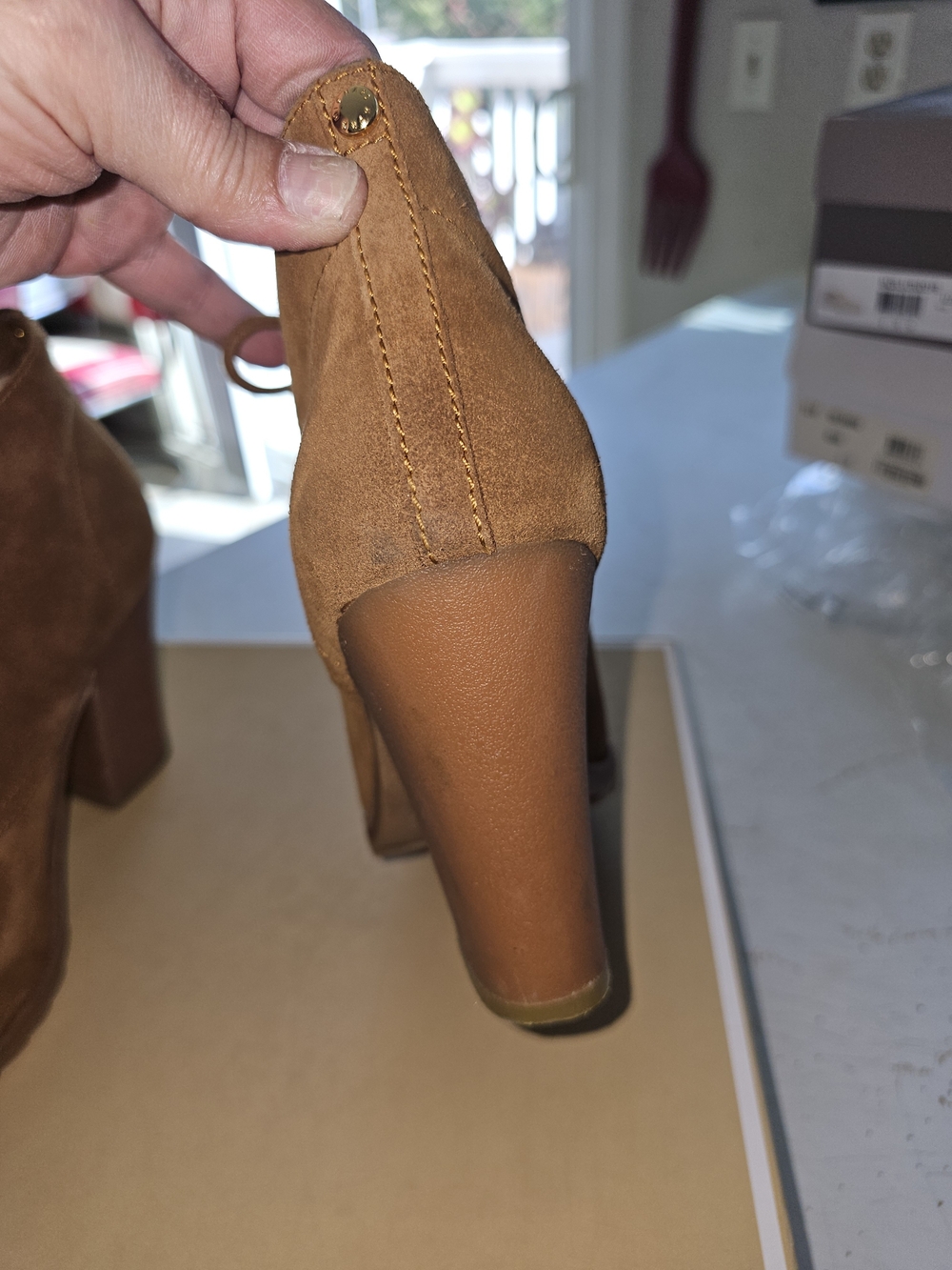 Michael Kors Cognac Suede Lace-Up High Heel Booties - Picture 8 of 14